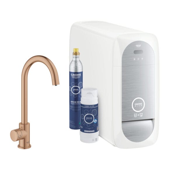 Grohe Grohe Blue Home C-Spout Starter Kit With Mono Faucet, Brushed Warm Sunset