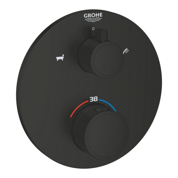 Grohe Grohtherm Çift Yönlü Ankastre Termostatik Banyo Bataryası, Mat Siyah