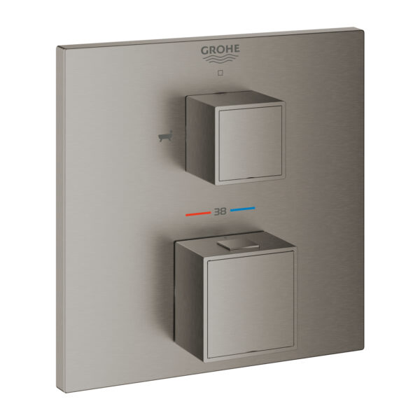 Grohe Grohtherm Cube Çift Yönlü Ankastre Termostatik Banyo Bataryası, Brushed Hard Graphite