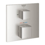 Grohe Grohtherm Cube Çift Yönlü Ankastre Termostatik Banyo Bataryası, Paslanmaz Çelik