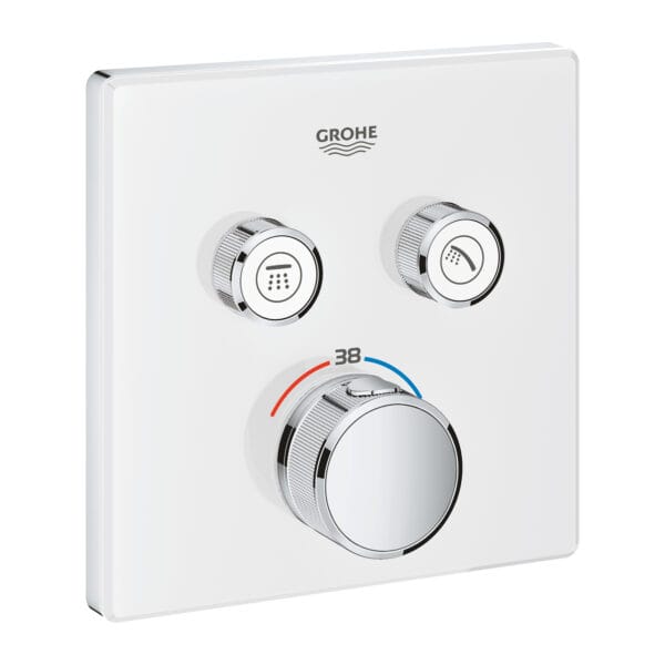 Grohe Grohtherm SmartControl Çift Valfli Akış Kontrollü, Ankastre Termostatik Duş Bataryası, Ay Beyazı/Krom
