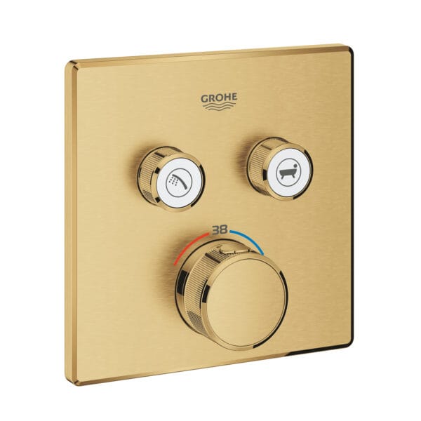 Grohe Grohtherm SmartControl Çift Valfli Akış Kontrollü, Ankastre Termostatik Duş Bataryası, Brushed Cool Sunrise