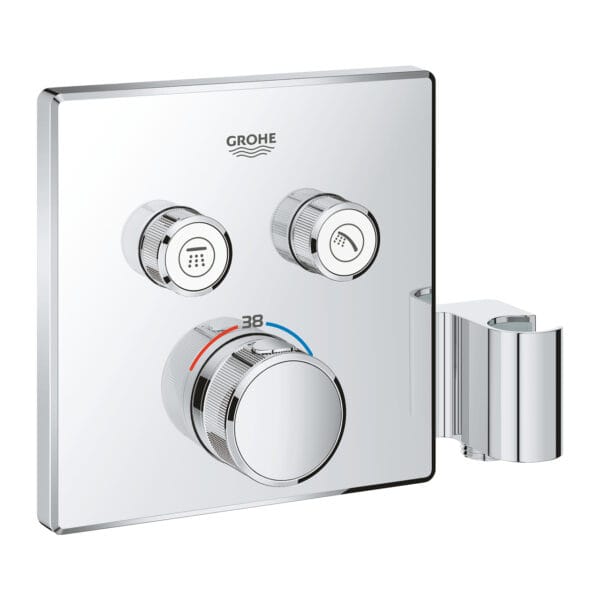 Grohe Grohtherm SmartControl Çift Valfli Akış Kontrollü, Ankastre Termostatik Duş Bataryası, Entegre Duş Kolu İle, Krom