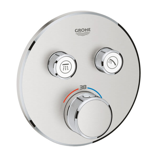 Grohe Grohtherm SmartControl Çift Valfli Akış Kontrollü, Ankastre Termostatik Duş Bataryası, Paslanmaz Çelik