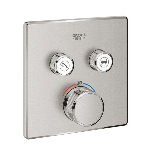 Grohe Grohtherm SmartControl Çift Valfli Akış Kontrollü, Ankastre Termostatik Duş Bataryası, Paslanmaz Çelik