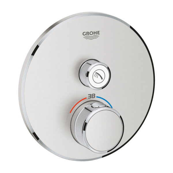 Grohe Grohtherm SmartControl Tek Valfli Akış Kontrollü, Ankastre Termostatik Duş Bataryası, Paslanmaz Çelik