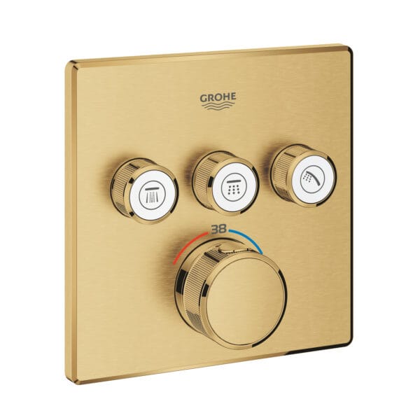 Grohe Grohtherm SmartControl Üç Valfli Akış Kontrollü, Ankastre Termostatik Duş Bataryası, Brushed Cool Sunrise
