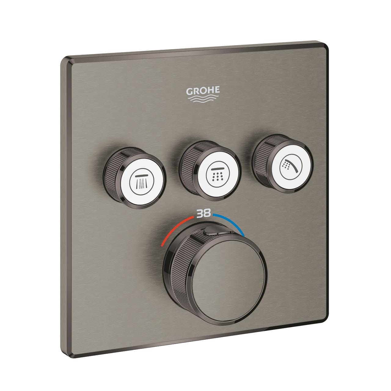 grohe-grohtherm-smartcontrol-uc-valfli-akis-kontrollu-ankastre-termostatik-dus-bataryasi-brushed-hard-graphite.jpg Grohe Grohtherm SmartControl Üç Valfli Akış Kontrollü, Ankastre Termostatik Duş Bataryası, Brushed Hard Graphite - Görsel 1