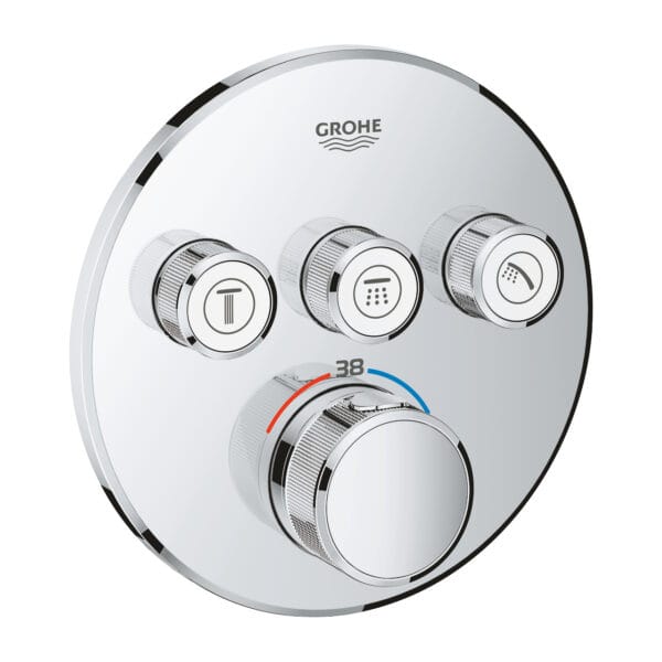 Grohe Grohtherm SmartControl Üç Valfli Akış Kontrollü, Ankastre Termostatik Duş Bataryası, Krom
