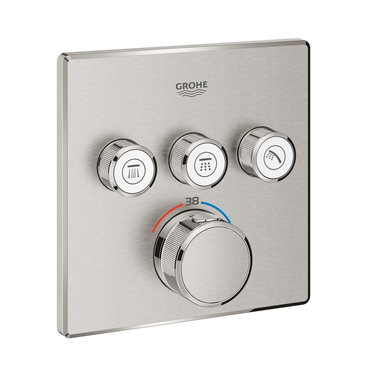 grohe-grohtherm-smartcontrol-uc-valfli-akis-kontrollu-ankastre-termostatik-dus-bataryasi-paslanmaz-celik.jpg Grohe Grohtherm SmartControl Üç Valfli Akış Kontrollü, Ankastre Termostatik Duş Bataryası, Paslanmaz Çelik - Görsel 1