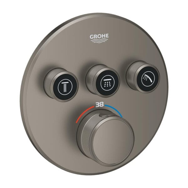 Grohe Grohtherm SmartControl Üç Valfli Akış Kontrollü, Ankastre Termostatik Duş Bataryası, Satin Graphite