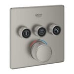 Grohe Grohtherm SmartControl Üç Valfli Akış Kontrollü, Ankastre Termostatik Duş Bataryası, Satin Steel