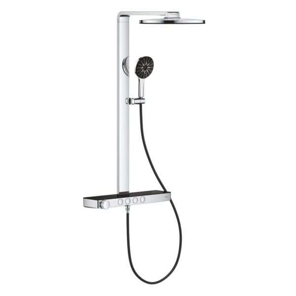 Grohe Rainshower Aqua Pure Duvara Monte Termostatik Bataryalı Duş Sistemi, Siyah/Krom