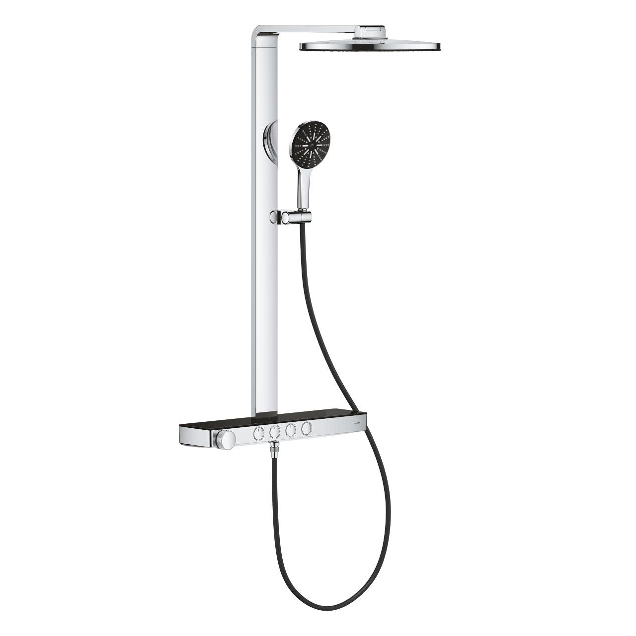 grohe-rainshower-aqua-pure-duvara-monte-termostatik-bataryali-dus-sistemi-siyahkrom.jpg Grohe Rainshower Aqua Pure Duvara Monte Termostatik Bataryalı Duş Sistemi, Siyah/Krom - Görsel 1