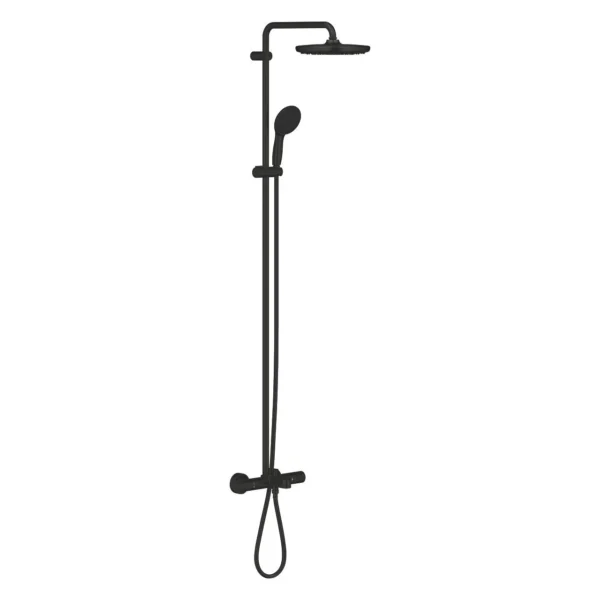 Grohe Tempesta System 250 Duvara Monte Termostatik Banyo Bataryalı Duş Sistemi, Mat Siyah