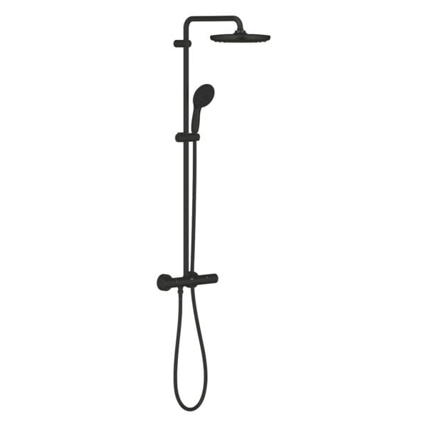 Grohe Tempesta System 250 Duvara Monte Termostatik Bataryalı Duş Sistemi, Mat Siyah