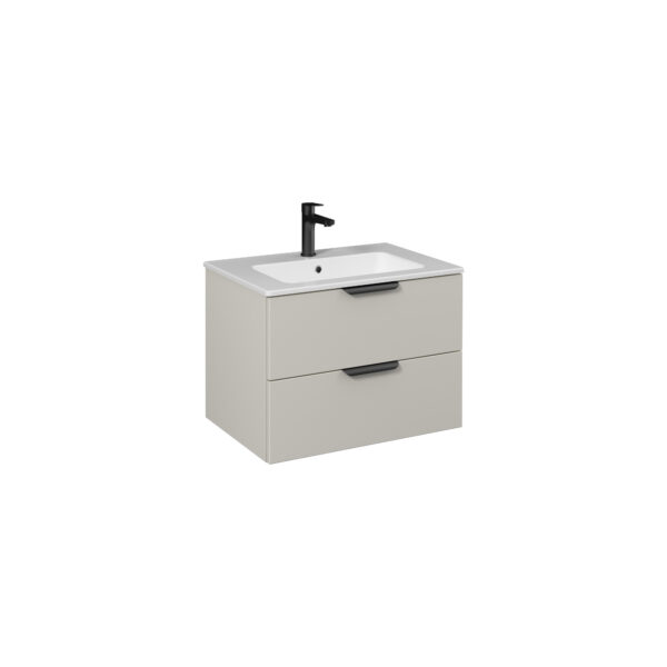 Isvea Liv Lavabo Ünitesi, Çift Çekmeceli, Siyah Kulplu, 70 cm, Açık Kumbeji