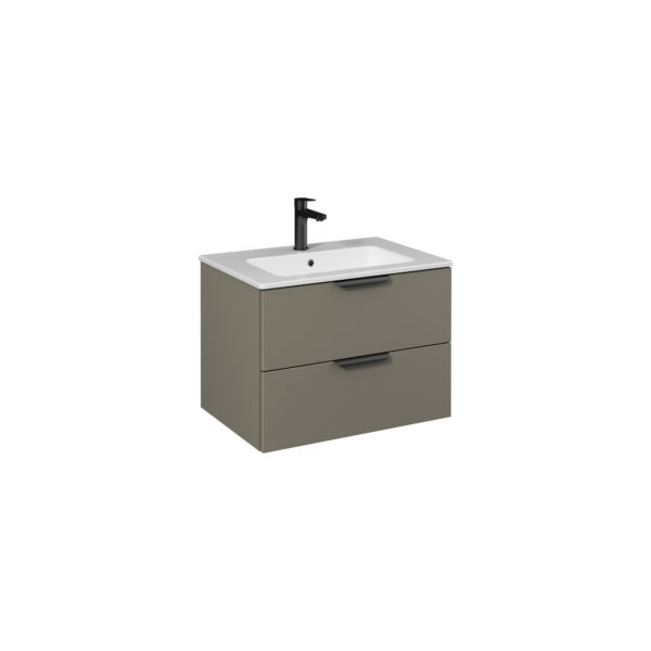 Isvea Liv Lavabo Ünitesi, Çift Çekmeceli, Siyah Kulplu, 70 cm, Lava
