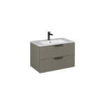 Isvea Liv Lavabo Ünitesi, Çift Çekmeceli, Siyah Kulplu, 80 cm, Lava