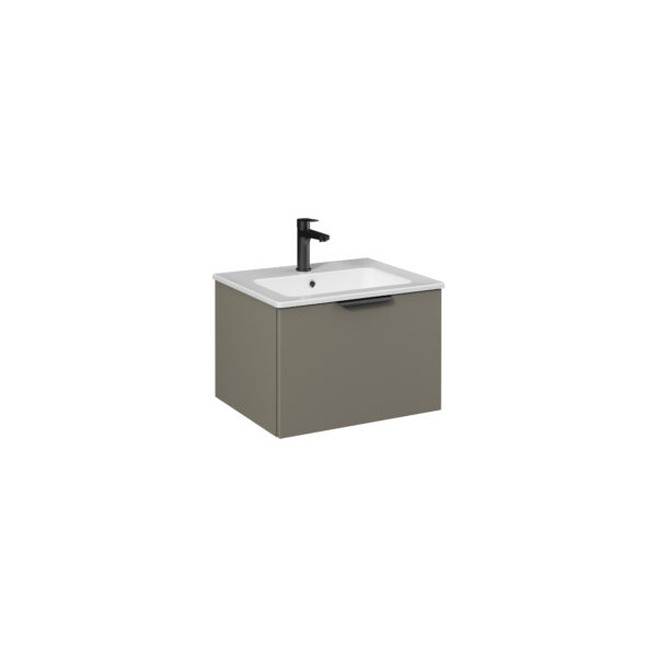 Isvea Liv Lavabo Ünitesi, Tek Çekmeceli, Siyah Kulplu, 60 cm, Açık Kumbeji