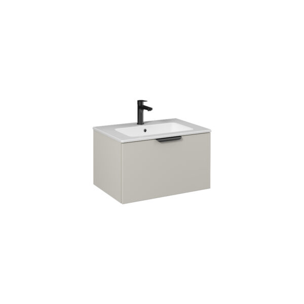 Isvea Liv Lavabo Ünitesi, Tek Çekmeceli, Siyah Kulplu, 70 cm, Açık Kumbeji