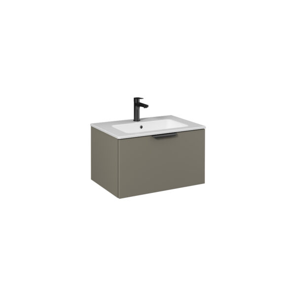 Isvea Liv Lavabo Ünitesi, Tek Çekmeceli, Siyah Kulplu, 70 cm, Soft Touch Yüzey, Lava