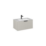 Isvea Liv Lavabo Ünitesi, Tek Çekmeceli, Siyah Kulplu, 80 cm, Açık Kumbeji