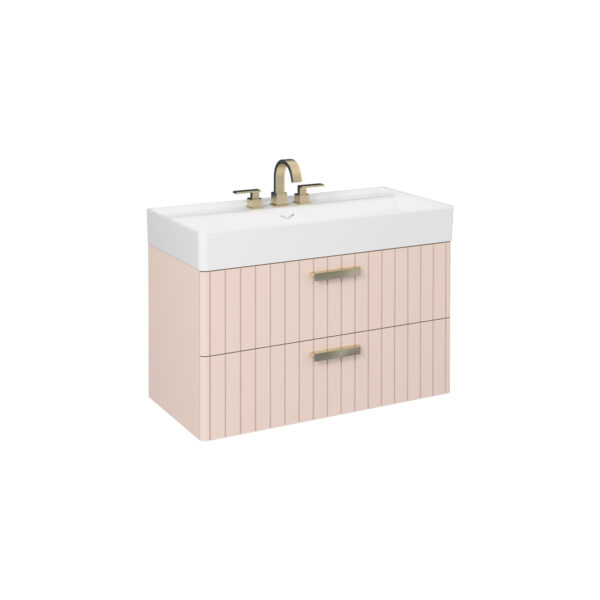 Isvea Vea Lavabo Ünitesi, Fırçalı Altın Kulplu, 100 cm, Rosa