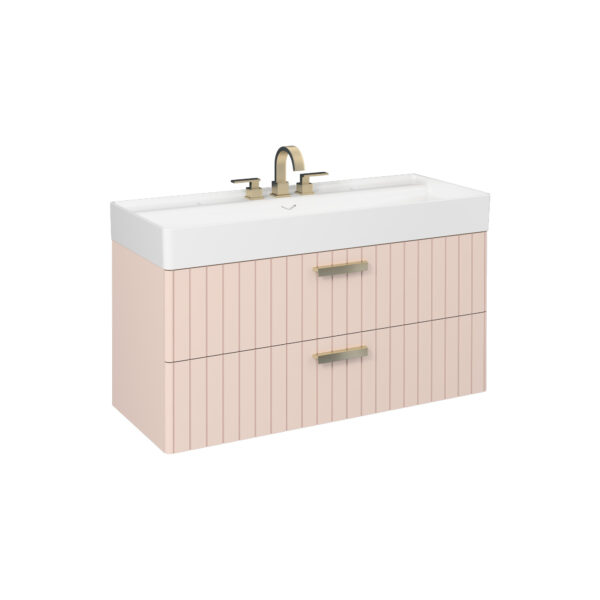 Isvea Vea Lavabo Ünitesi, Fırçalı Altın Kulplu, 120 cm, Rosa