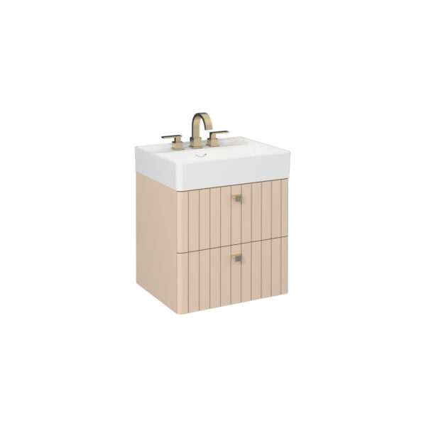 Isvea Vea Lavabo Ünitesi, Fırçalı Altın Kulplu, 60 cm, Koyu Bej