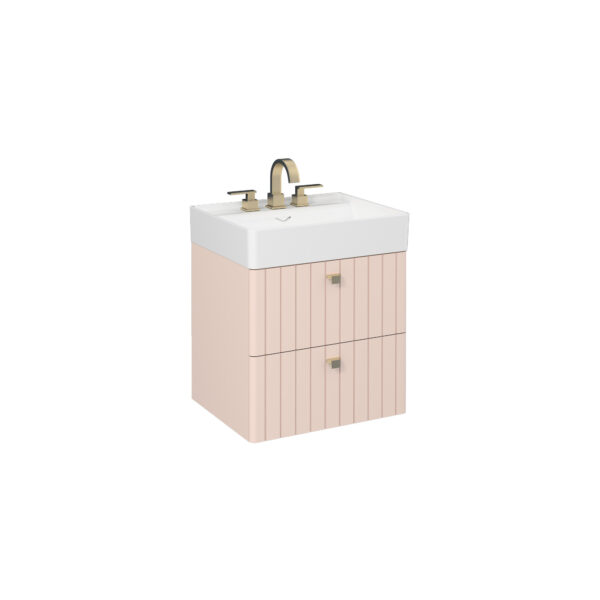Isvea Vea Lavabo Ünitesi, Fırçalı Altın Kulplu, 60 cm, Rosa