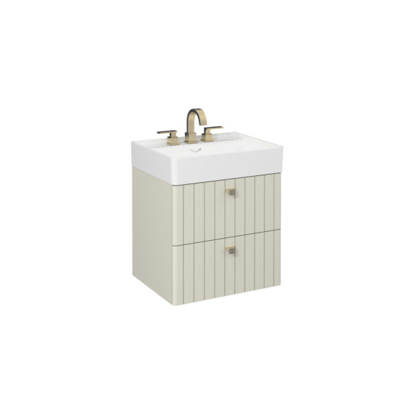 Isvea Vea Lavabo Ünitesi, Fırçalı Altın Kulplu, 60 cm, Taş Gri