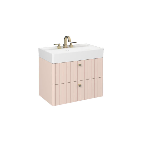 Isvea Vea Lavabo Ünitesi, Fırçalı Altın Kulplu, 80 cm, Rosa