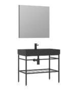 Orka Capetown Banyo Dolabı Takımı, 80 cm, Siyah, Siyah Lavabolu