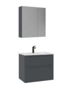 Orka Messina Banyo Dolabı Takımı, 65 cm, Mat Antrasit, Ayna Dolaplı