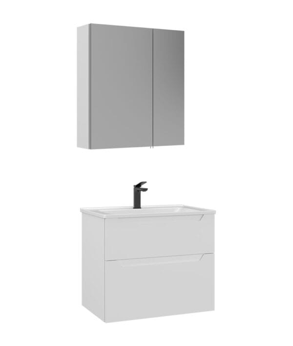 Orka Messina Banyo Dolabı Takımı, 65 cm, Mat Beyaz, Ayna Dolaplı