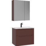 Orka Messina Banyo Dolabı Takımı, 65 cm, Mat Kırmızı, Ayna Dolaplı