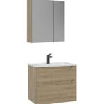 Orka Messina Banyo Dolabı Takımı, 65 cm, Meşe, Ayna Dolaplı