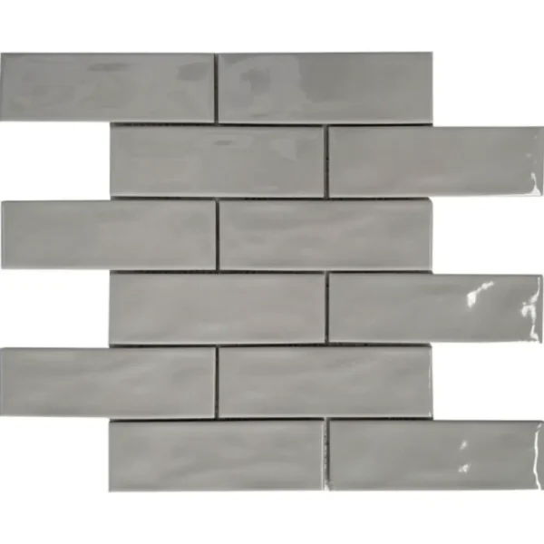 Pukka Tile Açık Gri 2x6 Dalgalı Brick Porselen Mozaik
