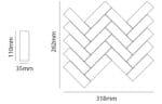 Pukka Tile Beyaz Herringbone Porselen Mozaik - Görsel 2