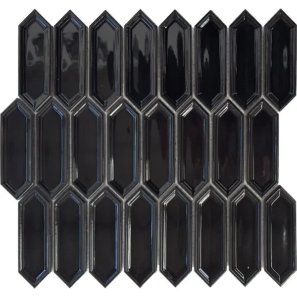 Pukka Tile Siyah Small Picket Porselen Mozaik