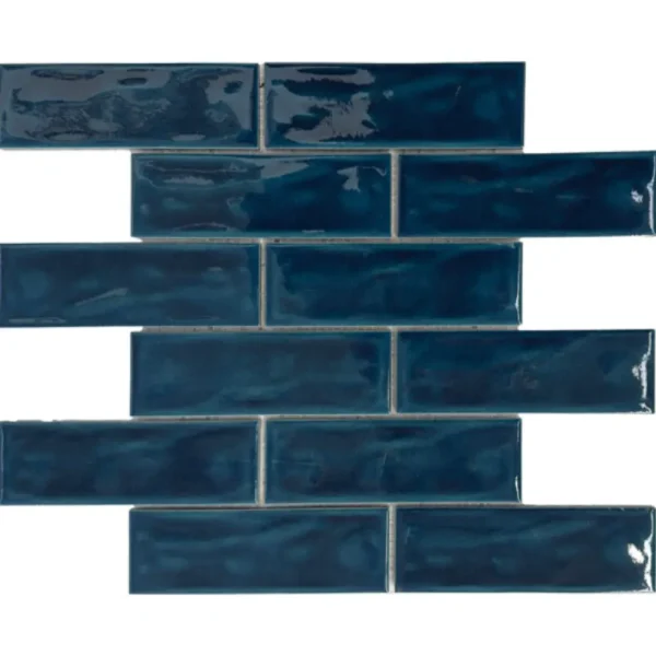 Pukka Tile Turkuaz 2x6 Dalgalı Brick Porselen Mozaik