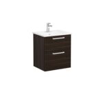 VitrA Root Flat Lavabo Dolabı, 60 cm, İki Çekmeceli, Köşeli Lavabo, Ceviz