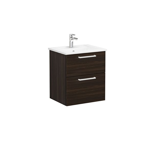 VitrA Root Flat Lavabo Dolabı, 60 cm, İki Çekmeceli, Köşeli Lavabo, Ceviz