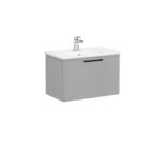 VitrA Root Flat Lavabo Dolabı, 80 cm, Bir Çekmeceli, Köşeli Lavabo, Mat Kaya Gri - Görsel 3