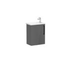 VitrA Root Flat Lavabo Dolabı, 45 cm, Bir Kapaklı, Dar, Köşeli Lavabo, Parlak Antrasit, Sol
