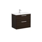 VitrA Root Flat Lavabo Dolabı, 80 cm, İki Çekmeceli, Köşeli Lavabo, Ceviz - Görsel 3