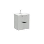 VitrA Root Flat Lavabo Dolabı, 60 cm, İki Çekmeceli, Dar, Yuvarlak Lavabo, Parlak İnci Grisi - Görsel 3