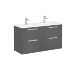 VitrA Root Flat Lavabo Dolabı, 120 cm, Dört Çekmeceli, Köşeli Lavabo, Parlak Antrasit - Görsel 3