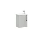 VitrA Root Flat Lavabo Dolabı, 45 cm, Bir Kapaklı, Dar, Köşeli Lavabo, Parlak İnci Grisi, Sol